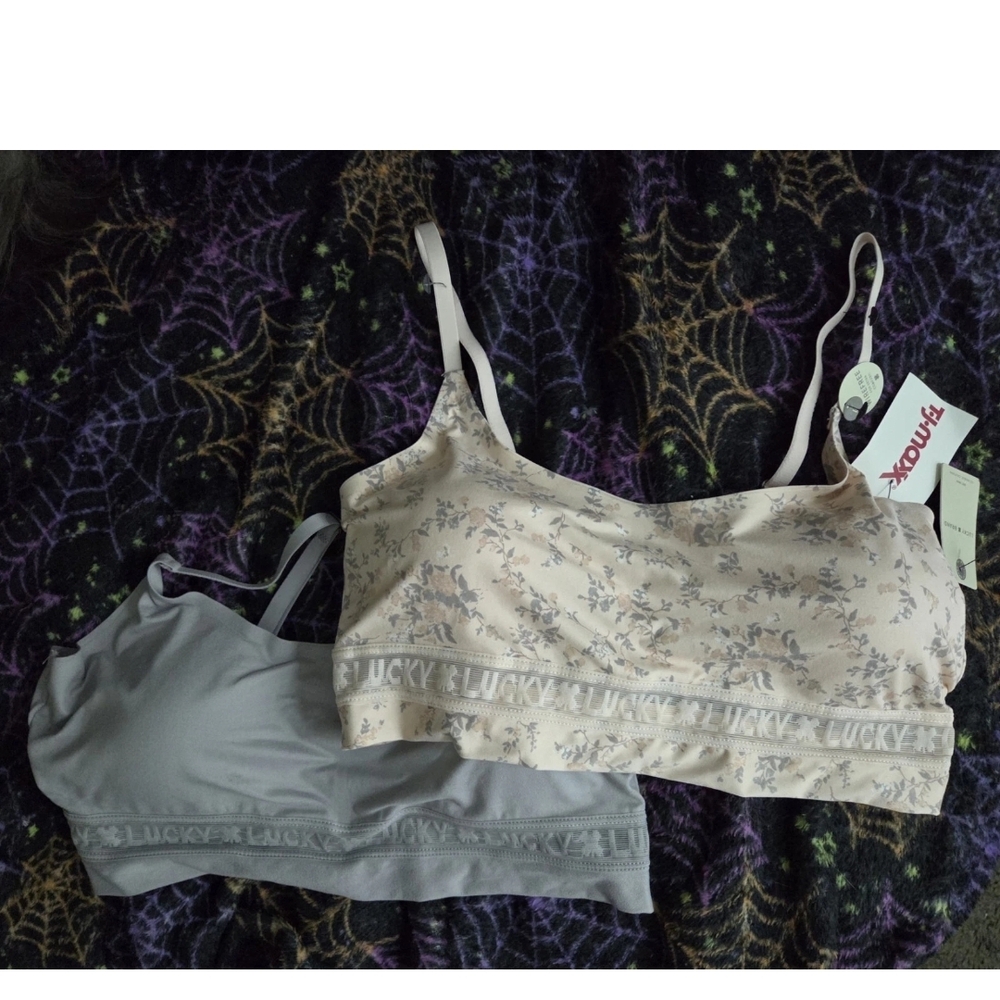 Lucky Brand Women's Floral and Gray Bralette Set